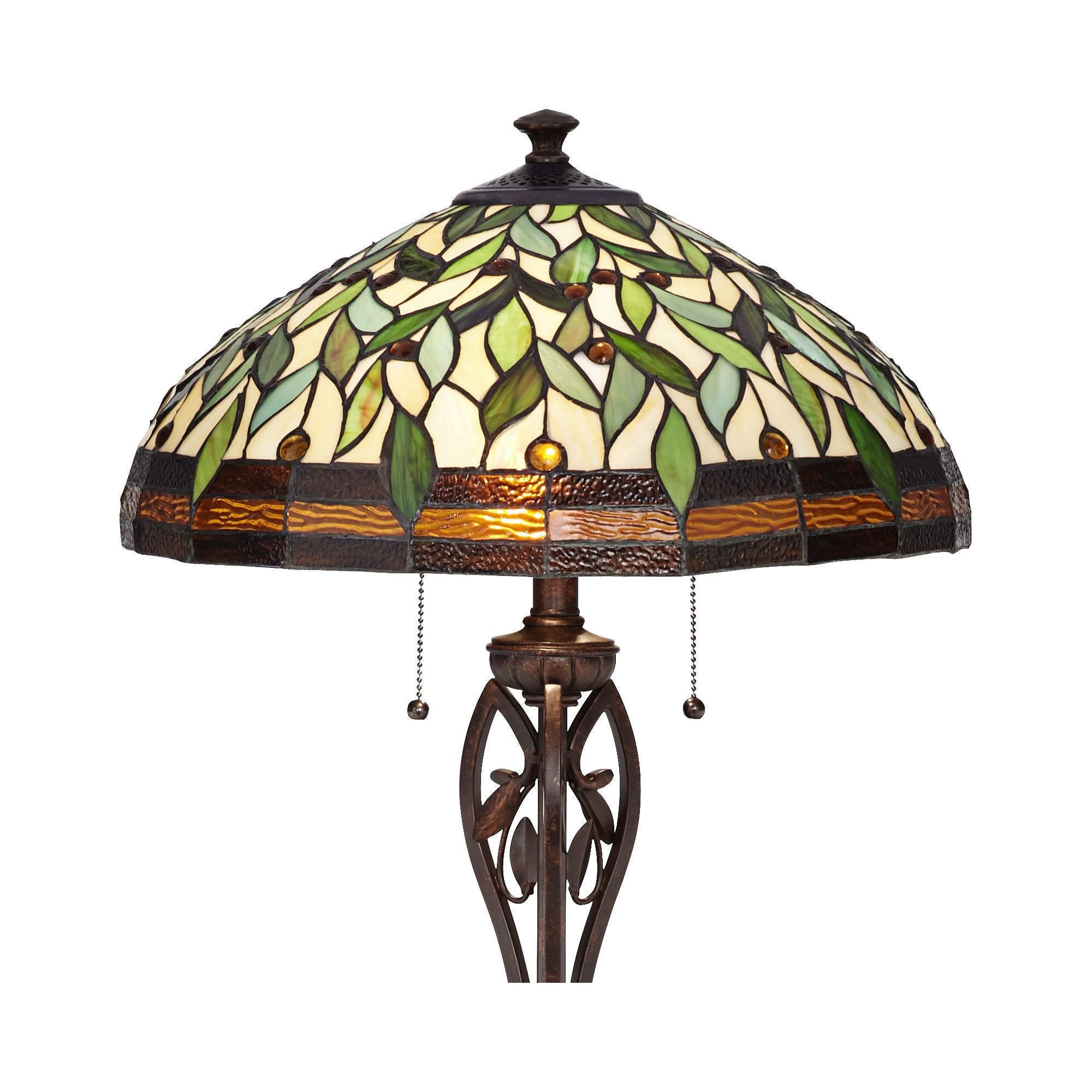 Robert Louis  Traditional Floor Lamp 60" Tall Bronze  Style Leaf Pattern Stained Glass Shade for Living Room Reading Bedroom