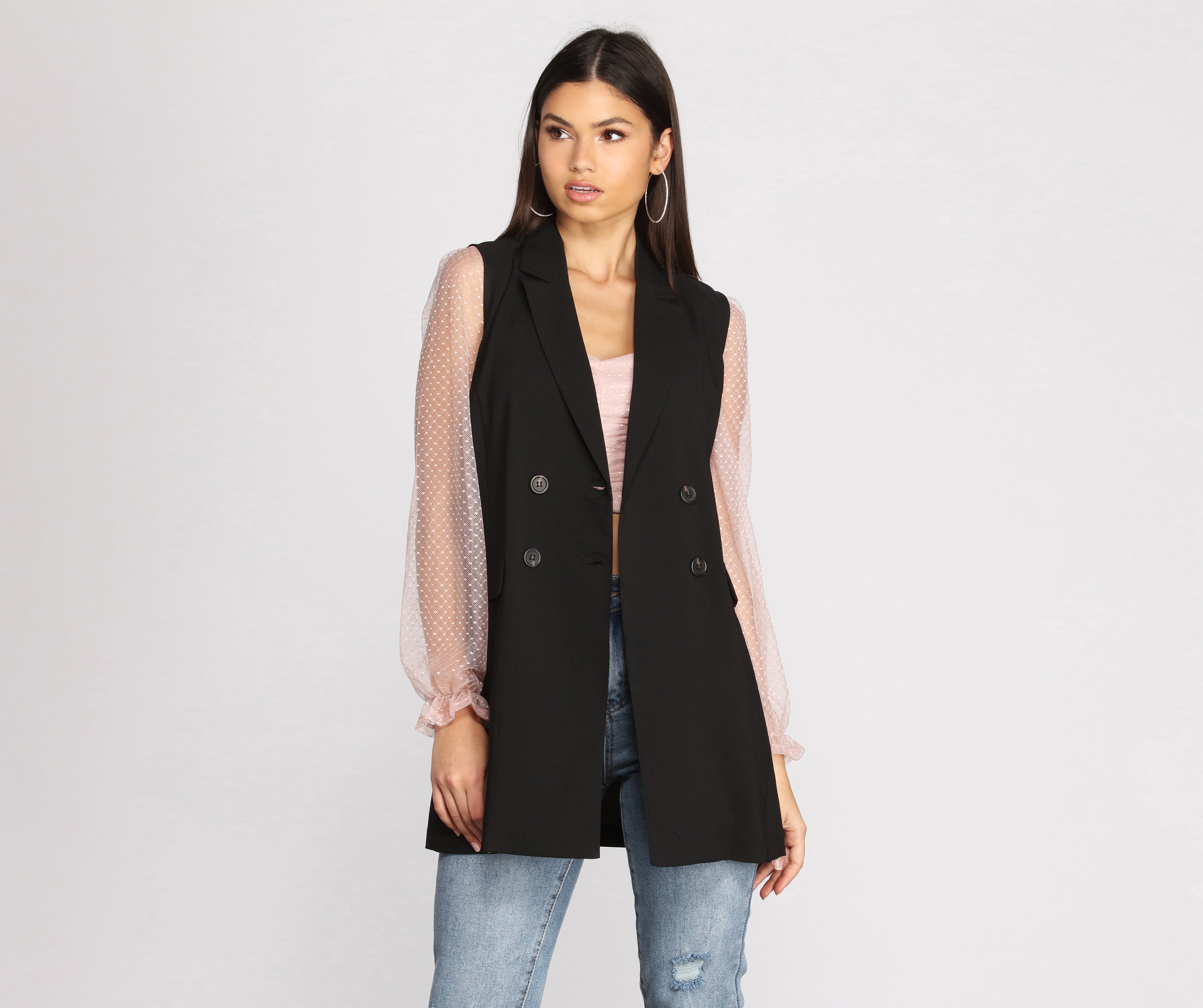 She's Busy Sleeveless Trench Vest