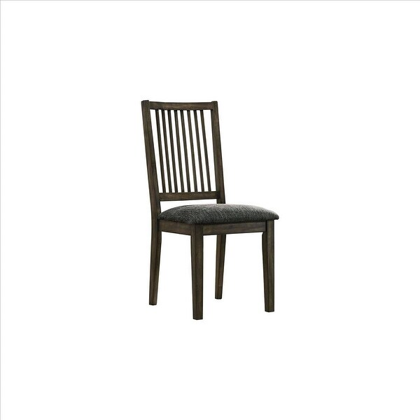 Curved Slatted Back Wooden Side Chair， Set of 2， Brown - 39.25 H x 21.88 W x 18.88 L Inches