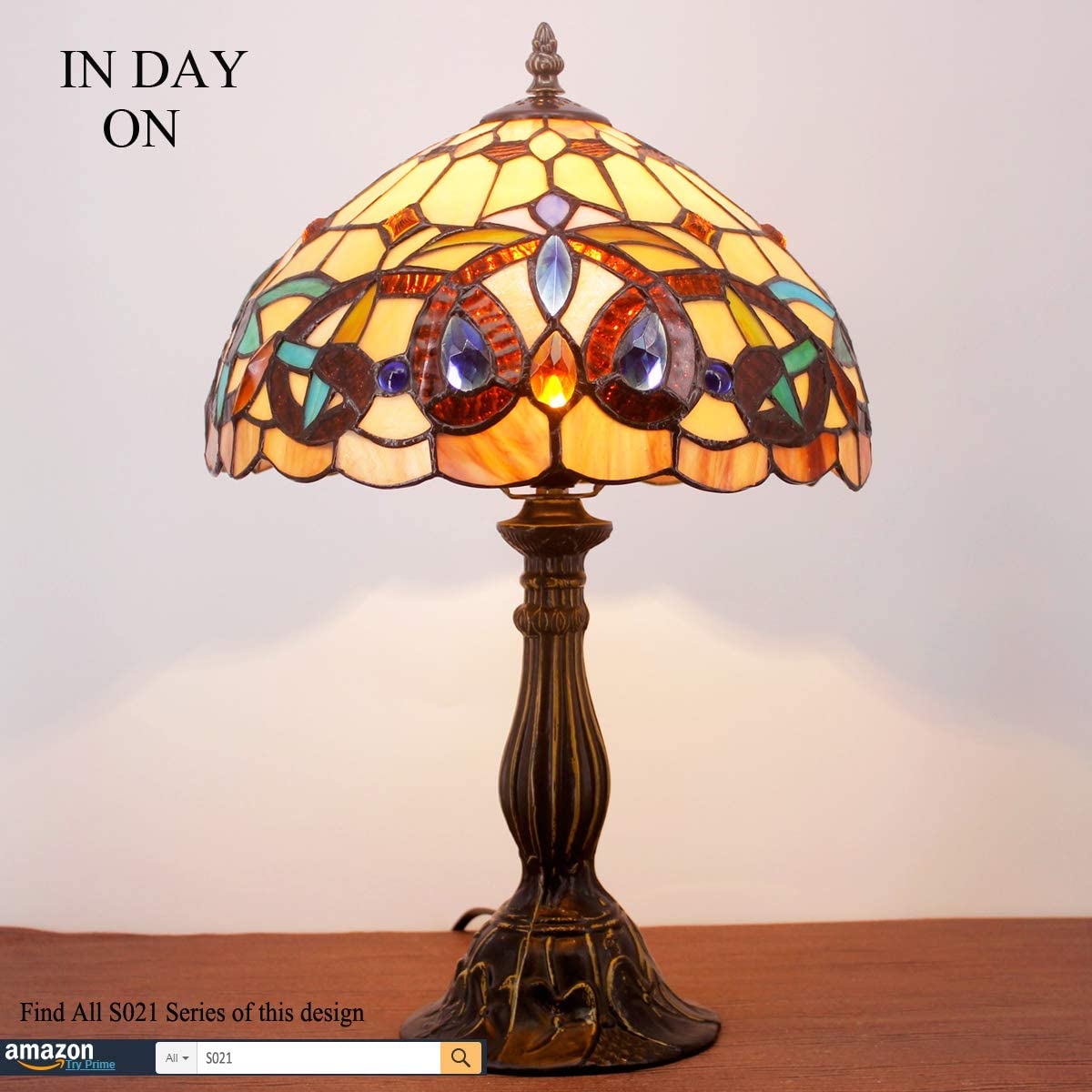 SHADY  Style Table Lamp Stained Glass Serenity Victorian Bedside Lamp Desk Reading Light 12X12X18 Inches Decor Bedroom Living Room Home Office S021 Series