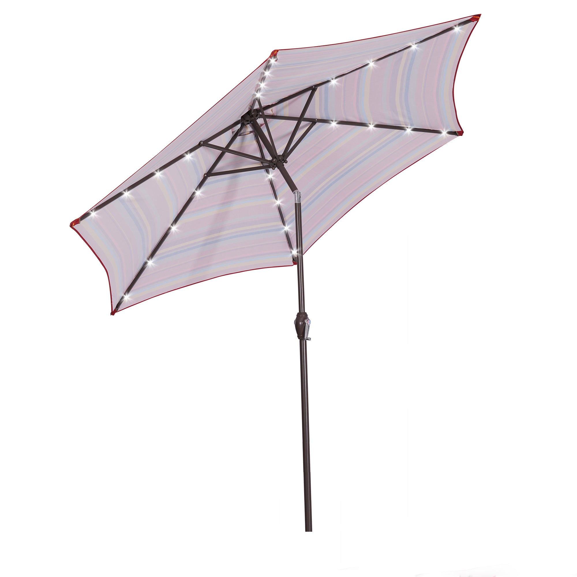 ametoys Outdoor Patio 8.7-Feet Market Table Umbrella with Push Button Tilt and Crank, Red Stripes With 24 [Umbrella Base is not Included]