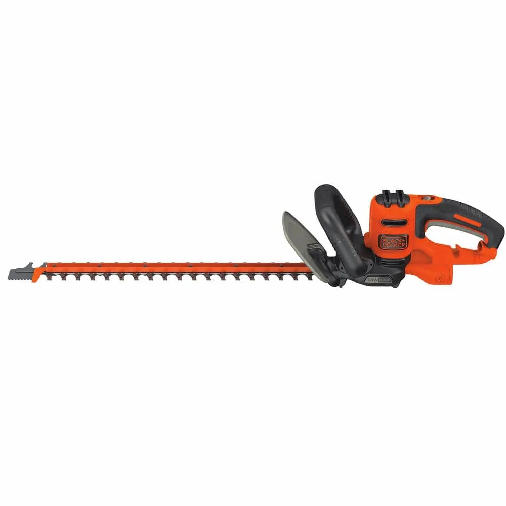 BLACK+DECKER 22 in. 4.0 Amp Corded Dual Action Electric Hedge Trimmer with Saw Blade Tip BEHTS400