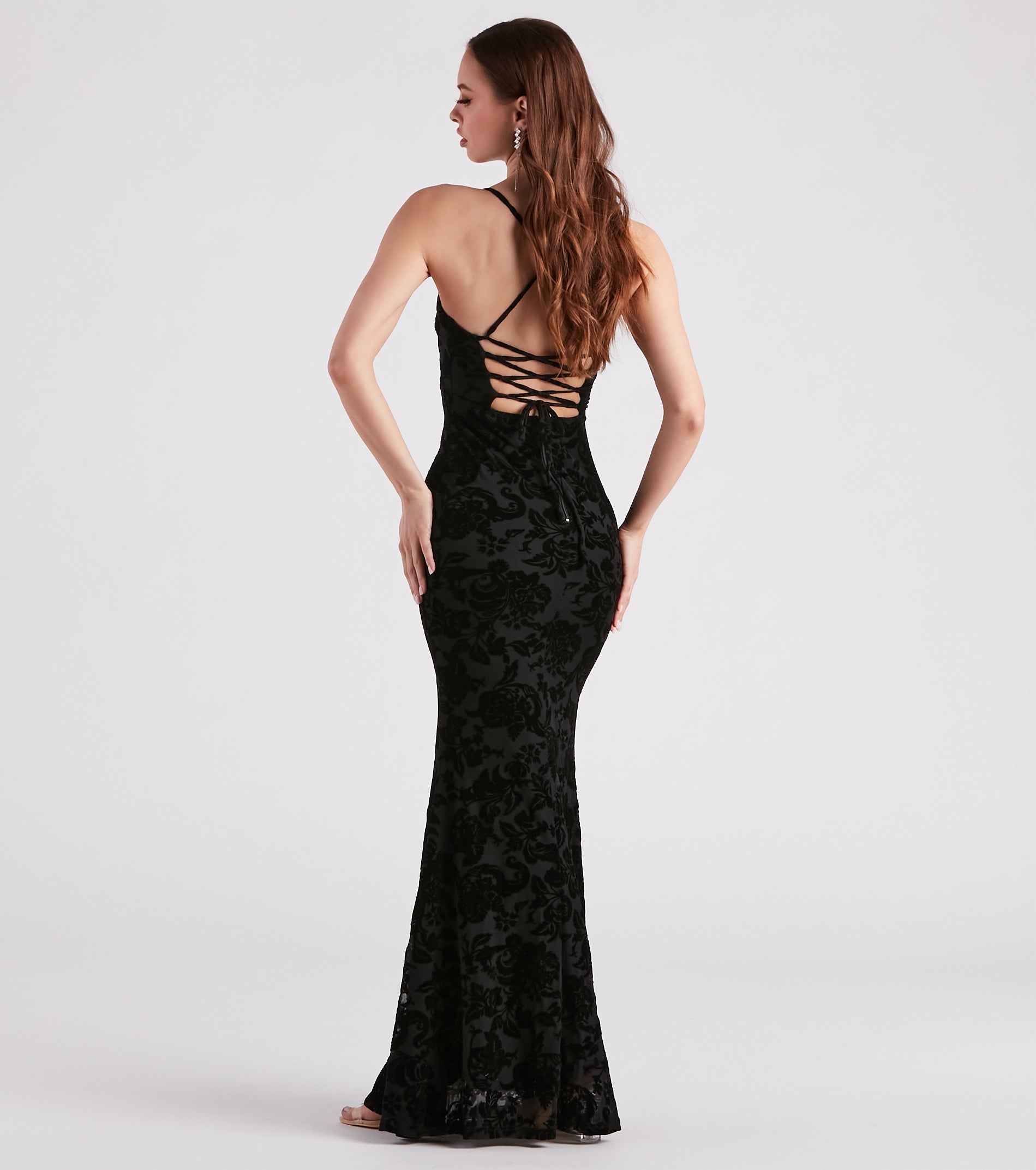 Eloise Formal Velvet Lace-Up Mermaid Dress