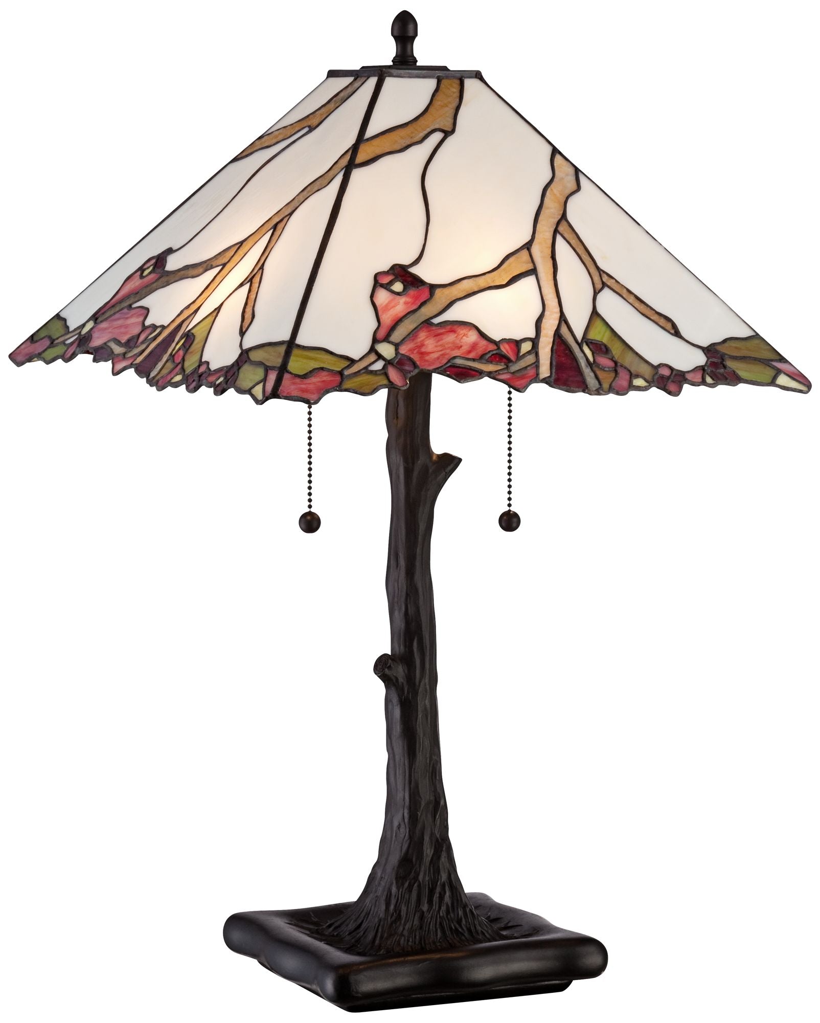 Robert Louis  Table Lamp 26" High Dark Bronze Cherry Blossom Stained Glass Shade for Living Room Family Bedroom Bedside Nightstand