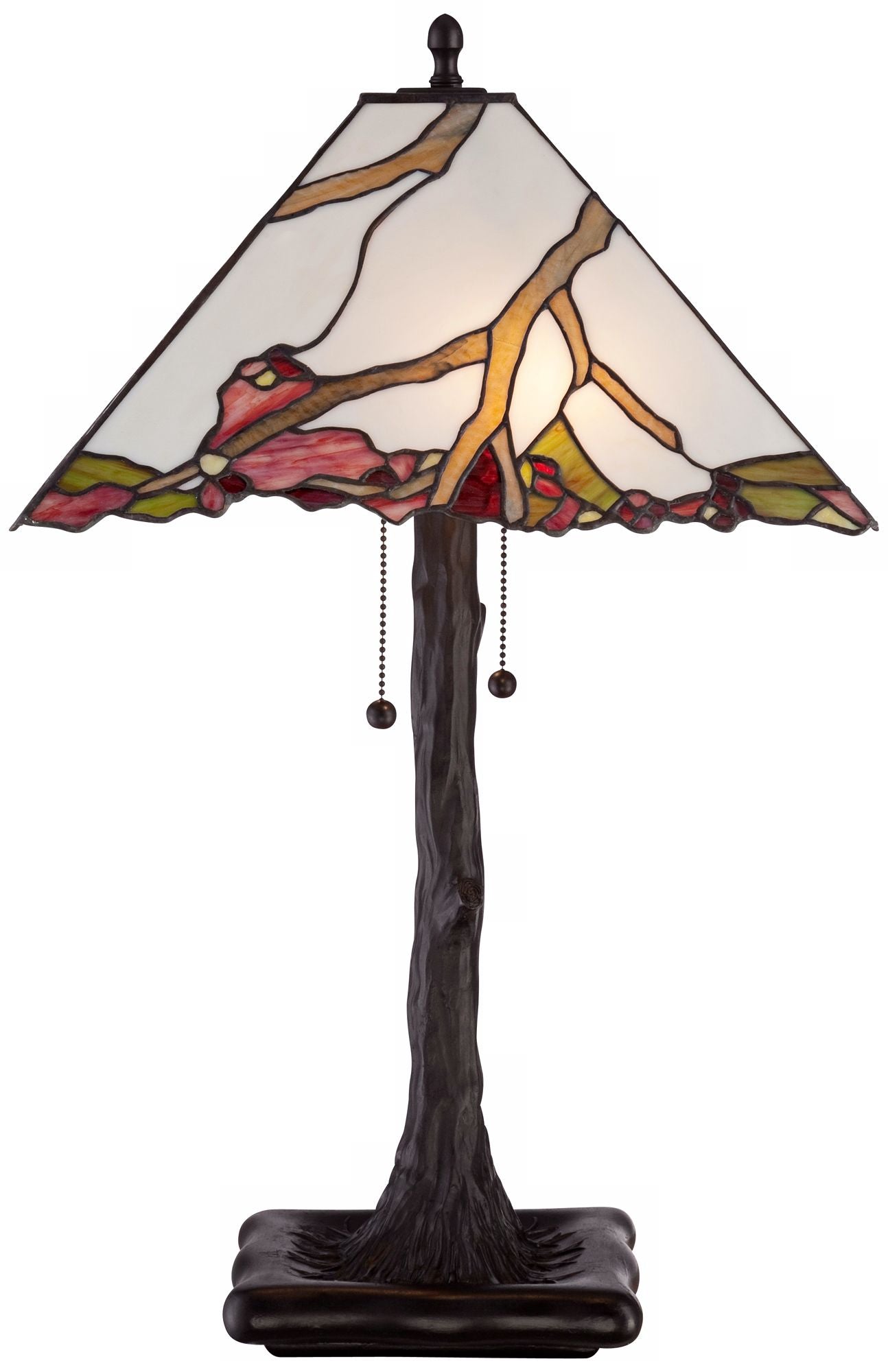 Robert Louis  Table Lamp 26" High Dark Bronze Cherry Blossom Stained Glass Shade for Living Room Family Bedroom Bedside Nightstand