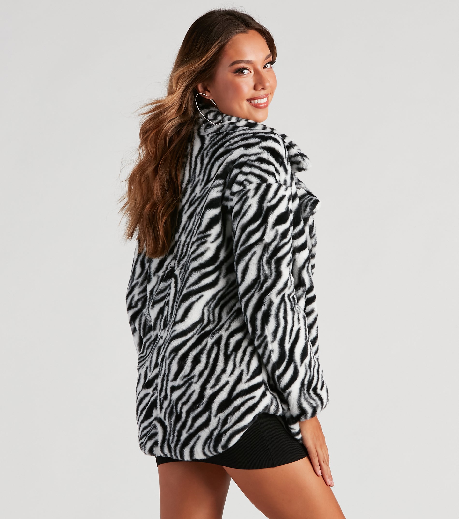 She's A Trendsetter Zebra Faux Fur Coat