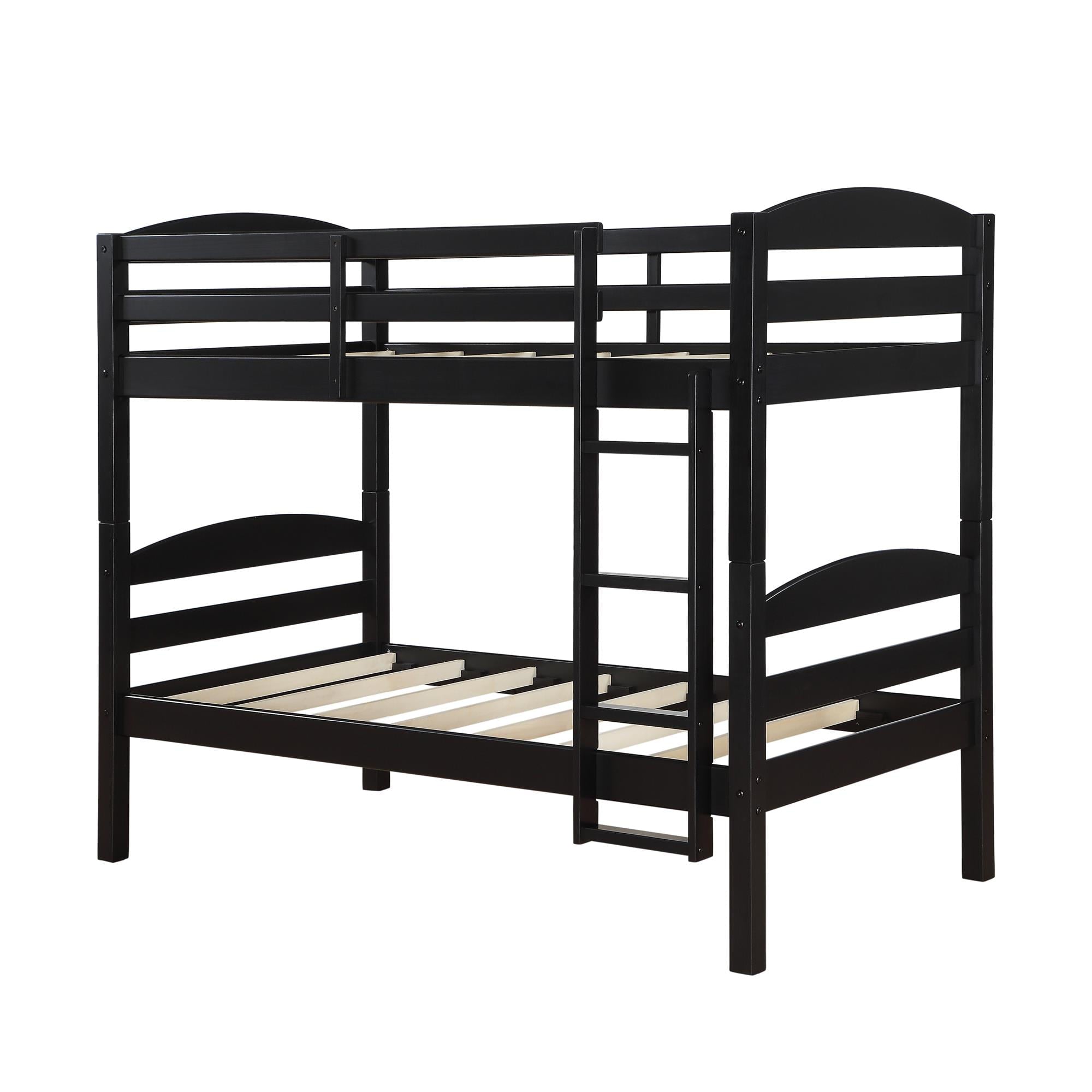 Better Homes and Gardens Leighton Kids Twin over Twin Wood Bunk Bed, Black