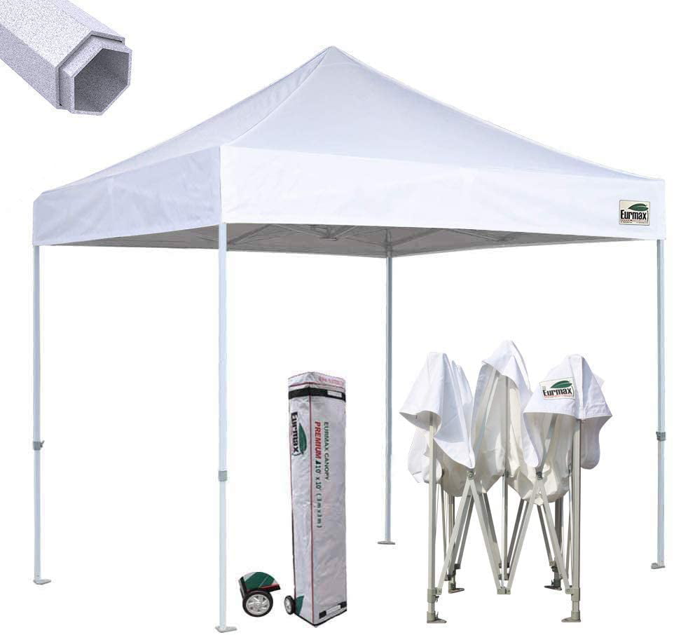 Eurmax Premium 10'x10' Ez Pop up Canopy Tent Bonus Wheeled Bag (White)
