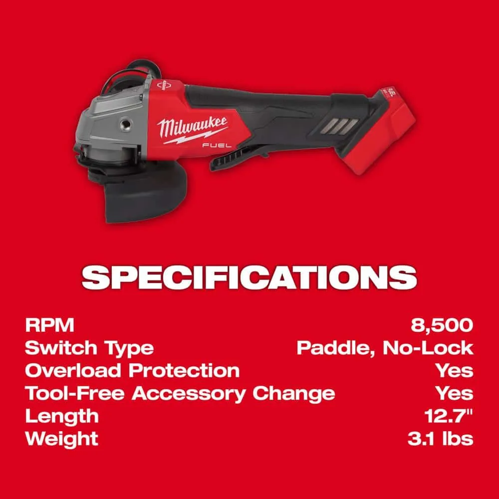 Milwaukee M18 FUEL 18V Lithium-Ion Brushless Cordless 4-1/2 in./5 in. Grinder w/Paddle Switch (Tool-Only) 2880-20