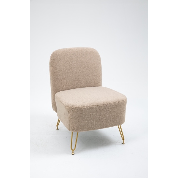 Velvet Accent Chair Leisure Armless Chair Single Reading Chair， Camel