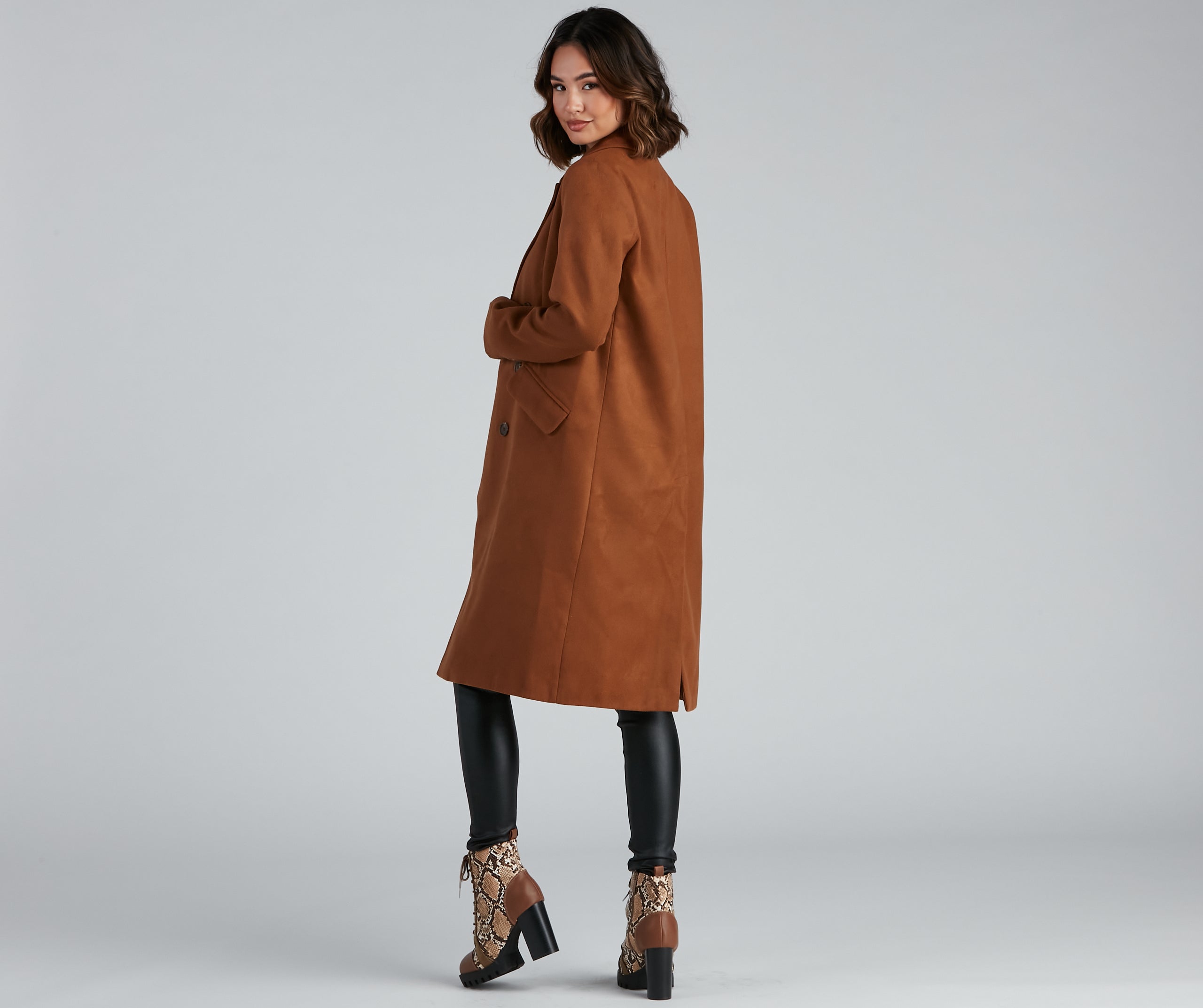 Timelessly Classic Faux Wool Trench Coat