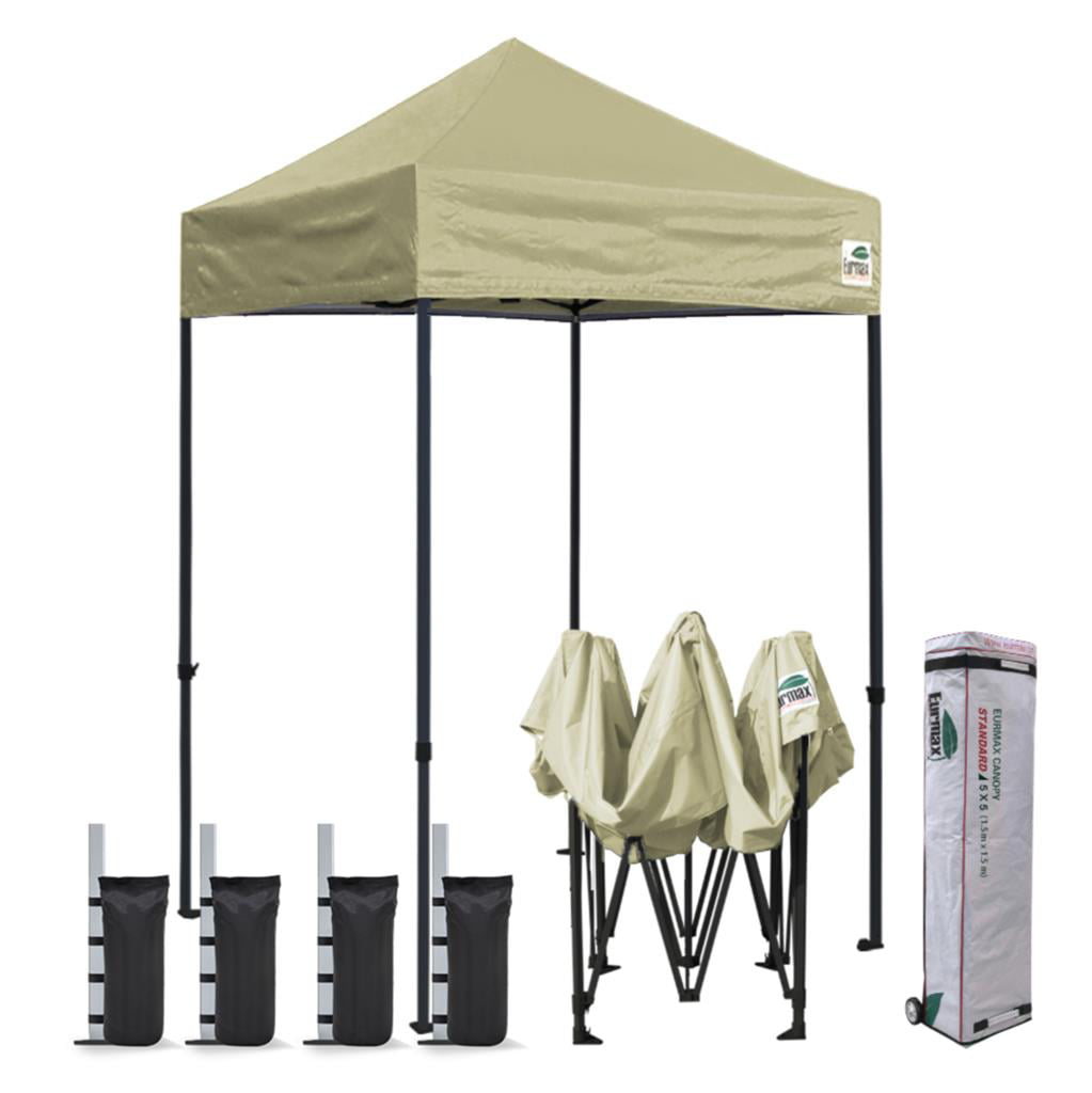 Eurmax 5x5 Pop up Canopy Outdoor Heavy Duty Tent,Beige