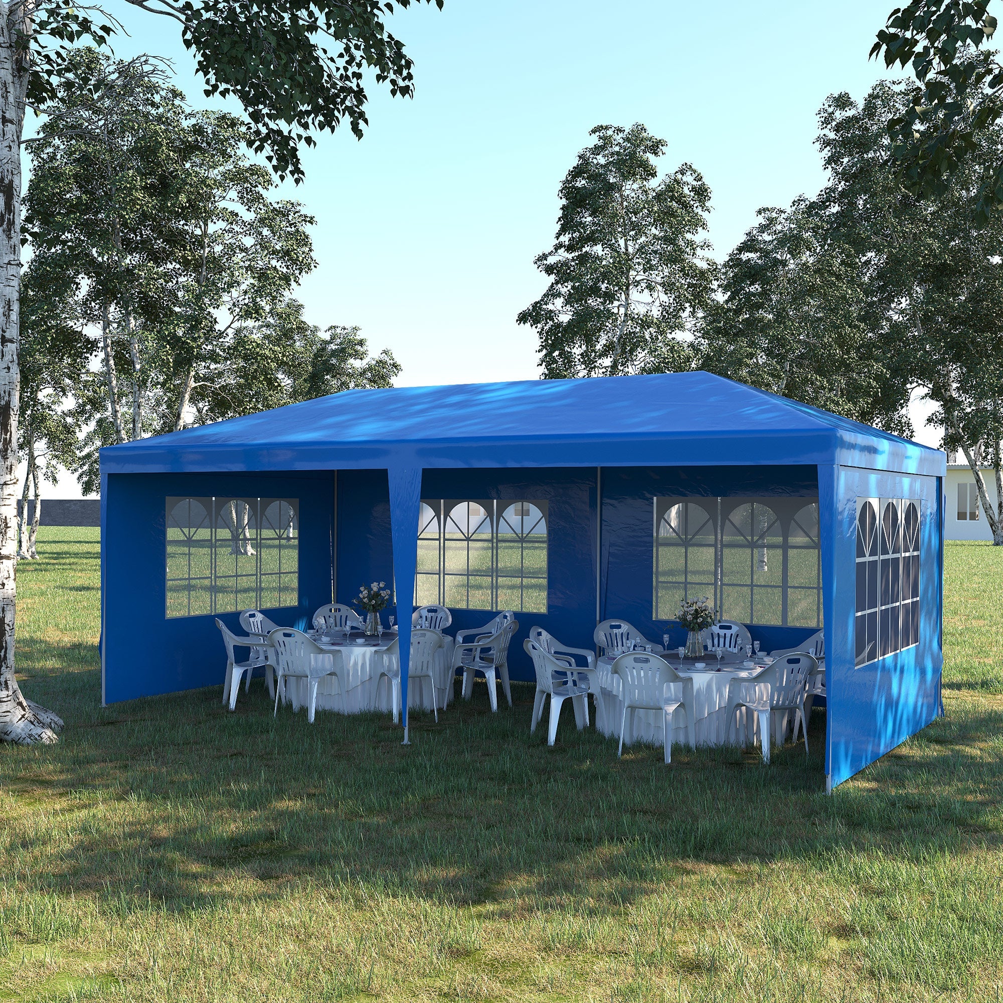 Outsunny Large 10' x 20' Party Tent, Events Shelter Canopy Gazebo with 4 Removable Side Walls for Weddings, Picnic, Blue