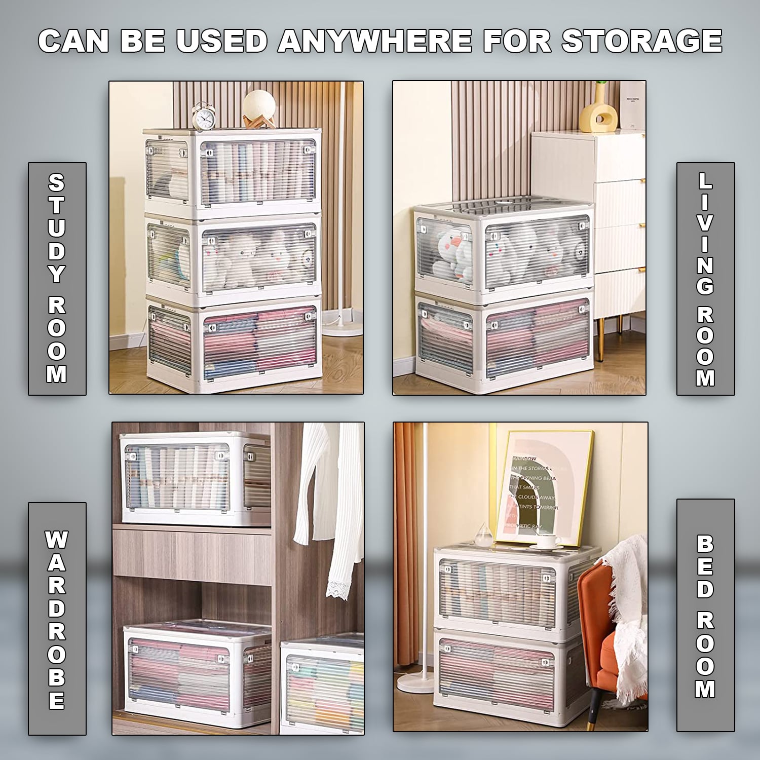 HandmadeTrasures® Storage Containers, For Clothes, Blankets, Kitchen Items, with 4 Wheels