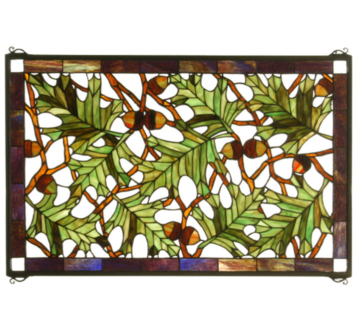 Meyda  66276  Rectangular Stained Glass Window Pane From The Tall Oak