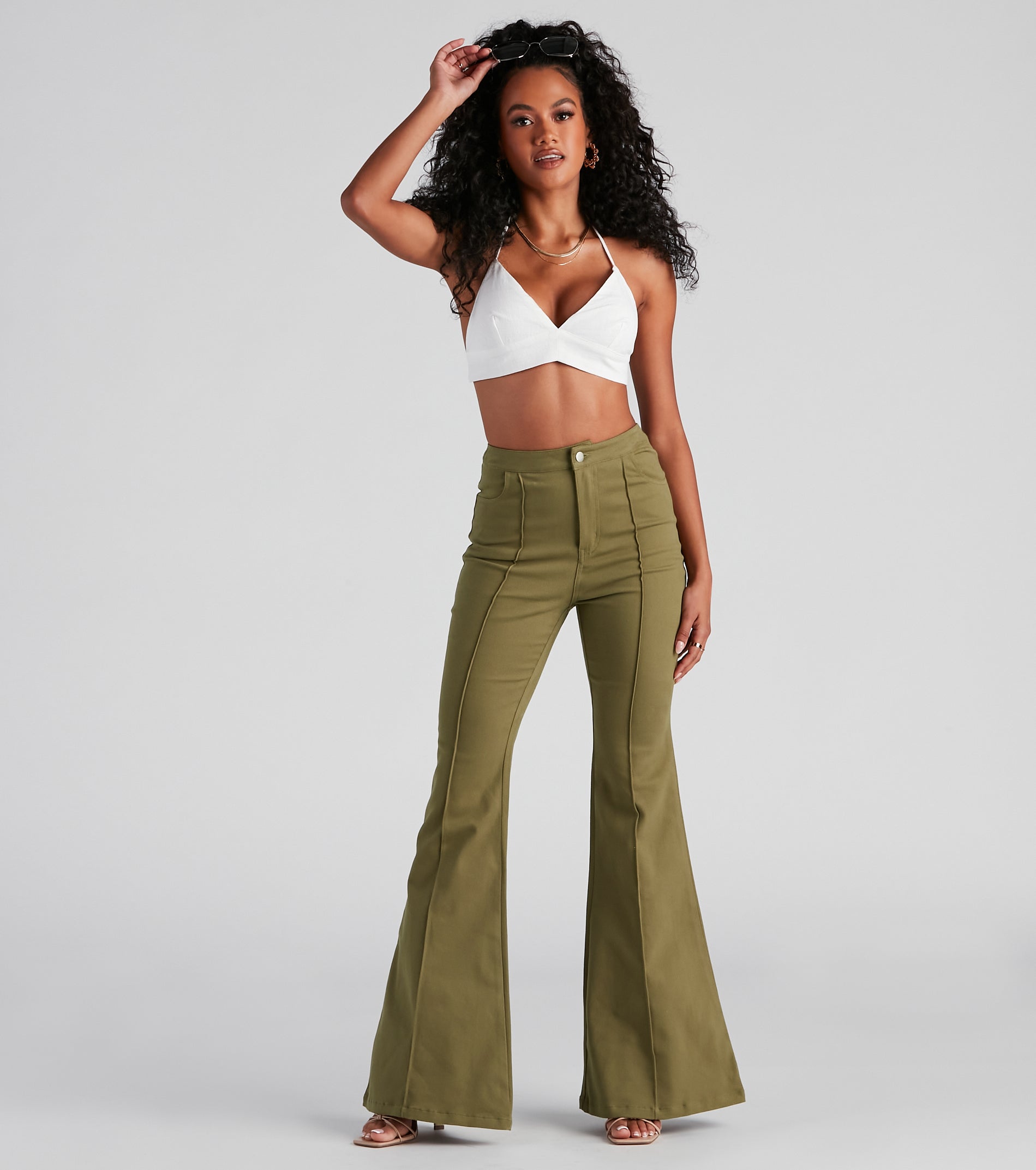 Carefree High Rise Flare Denim Pants