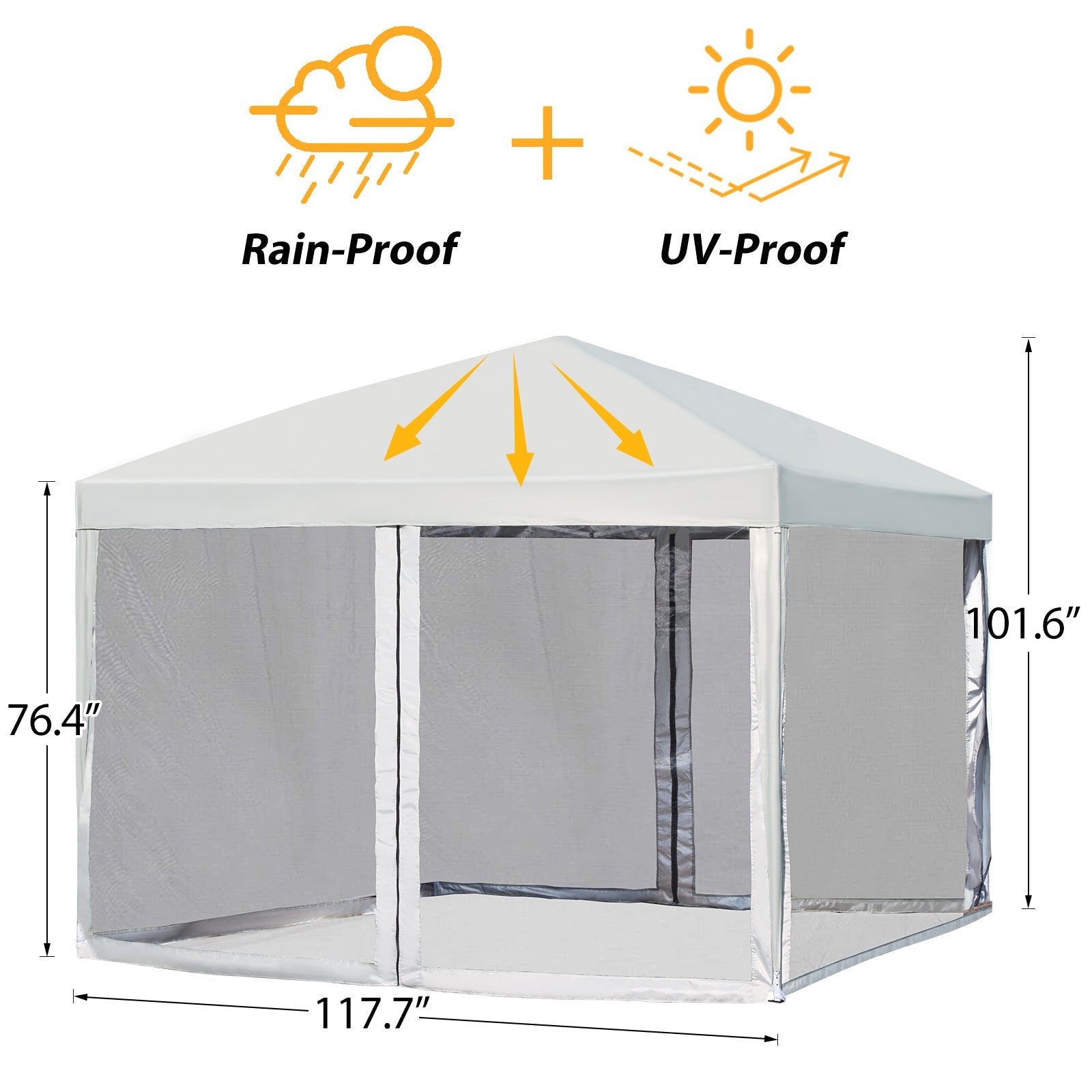 AVAWING 10'x10' Pop up Canopy with Sidewalls Wheeled Roller Bag, Waterproof & Anti-UV Canopy Tent for Outside, Parties, Exhibition, Picnic with Sandbags x 4, Ropes x 4 (White)