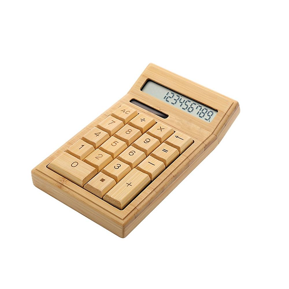 Eco-friendly Bamboo Electronic Calculator Counter Standard Function 12 Digits Solar and Battery Dual Powered For Home Office School Retail Store