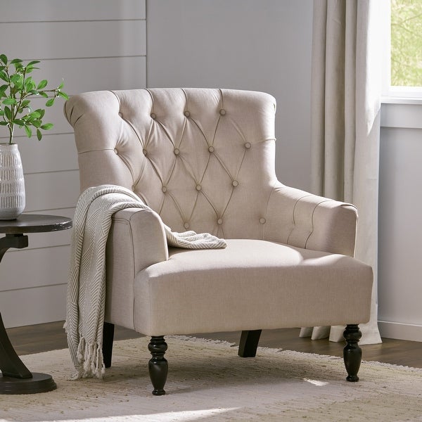 Bernstein Tufted Club Armchair w/ Rolled Backrest by Christopher Knight Home