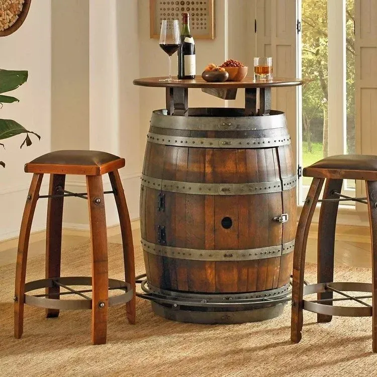 ✨Oak Wine Barrel Table(1 TABLE + 2 CHAIRS)