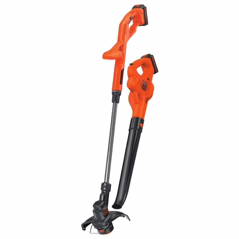 BLACK+DECKER 20V MAX Cordless Battery Powered String Trimmer & Leaf Blower Combo Kit with (2) 1.5 Ah Battery and Charger LCC222