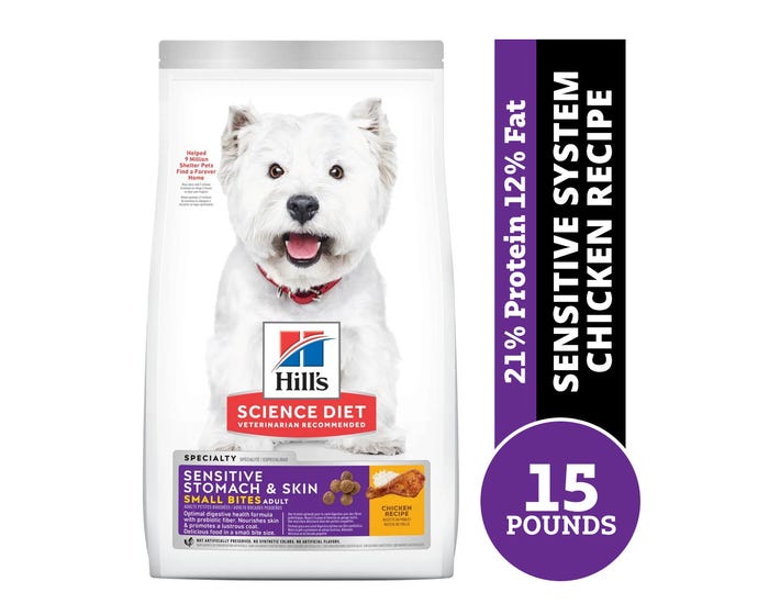 Hills Science Diet Adult Sensitive Stomach  Skin Small Bites Chicken Recipe Dry Dog Food， 15 lb. Bag