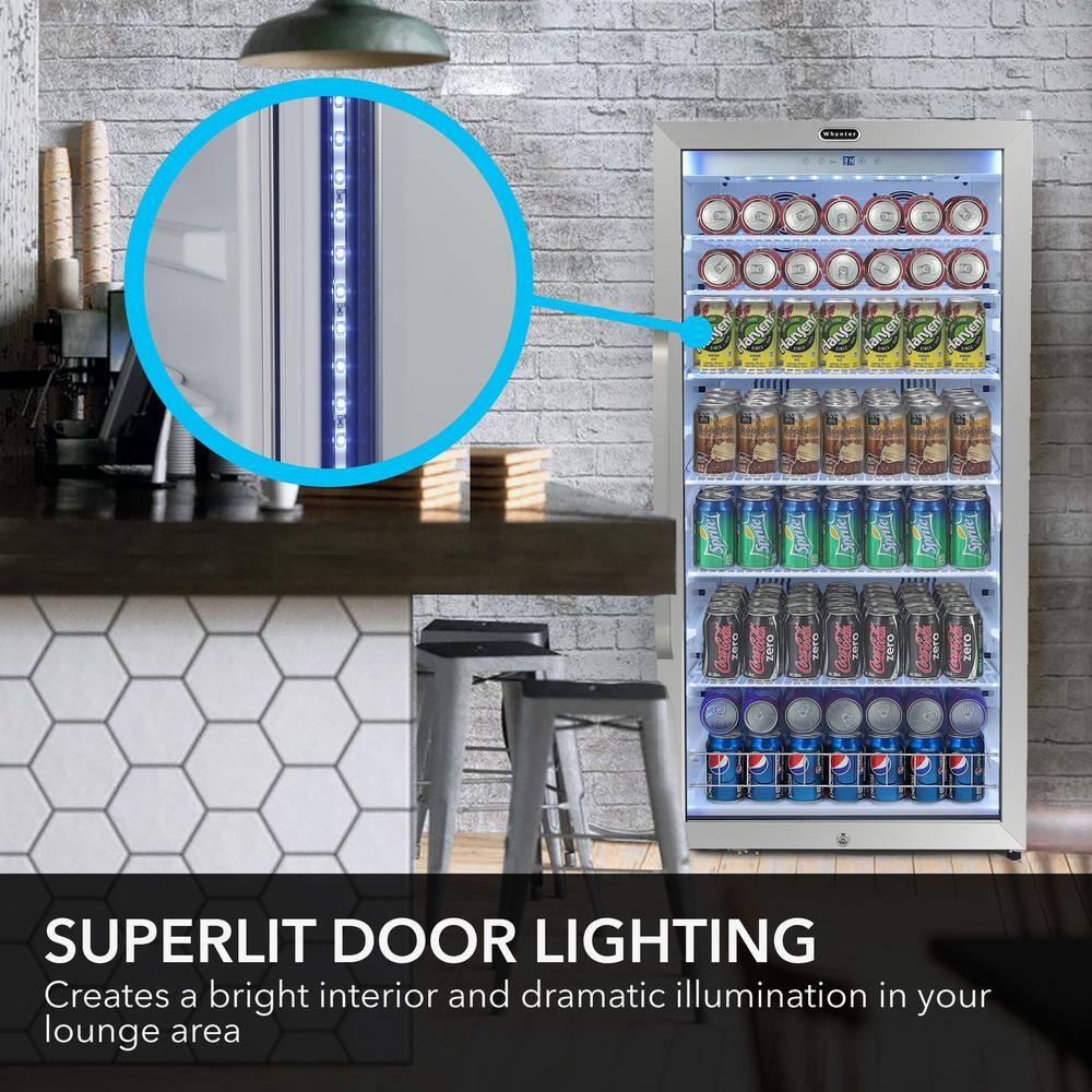 Whynter 24 in. 10.6 cu. ft. Freestanding Beverage Merchandiser Refrigerator with Superlit Door in White CBM-1060XLW