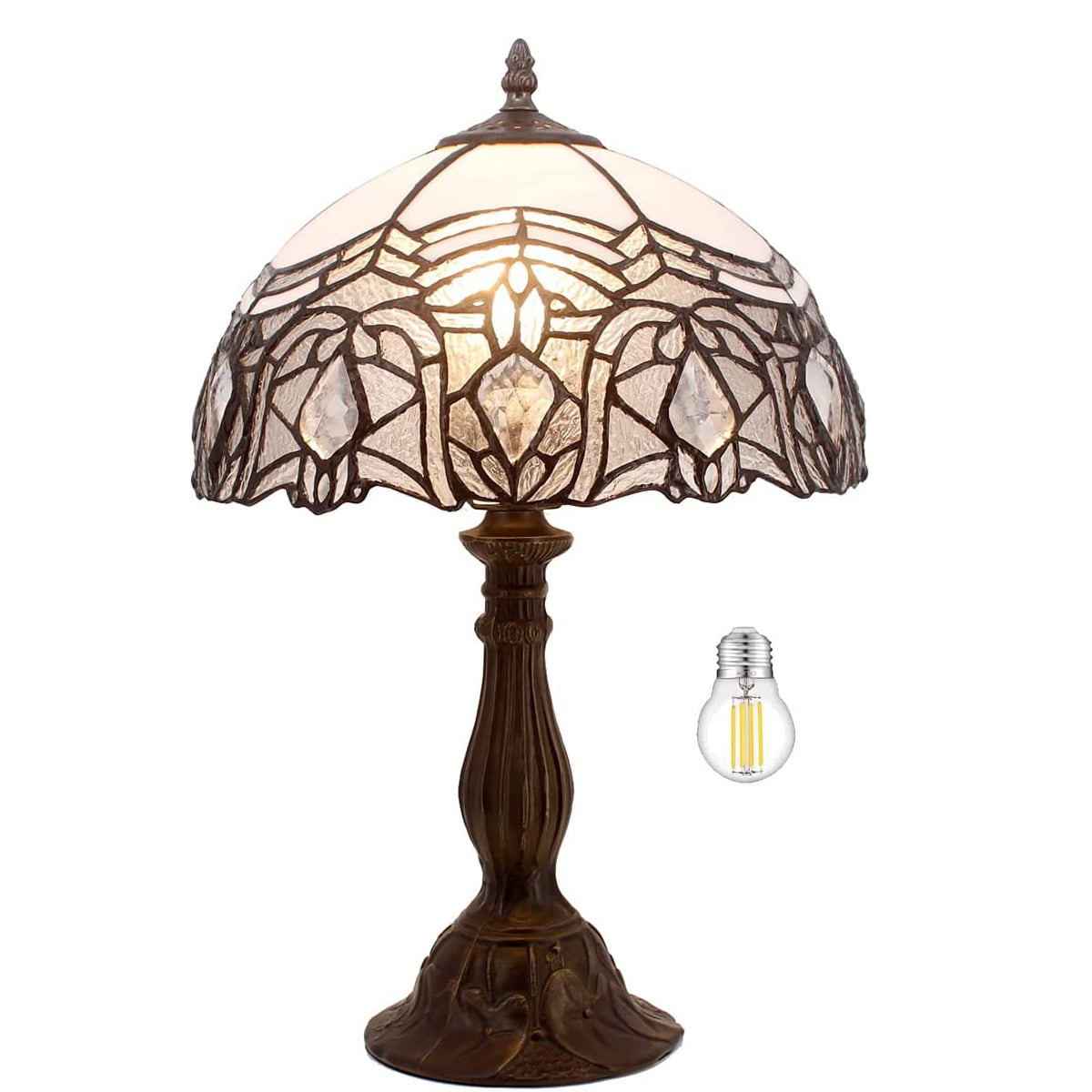  Lamp Stained Galss Crystal Style Table Desk Reading Light W12H18 Inch Tall S508W WERFACTORY LAMPS Parent Friend Kid Lover Living Room Bedroom Study Office Coffee Bar Bedside Desk Antique Gifts