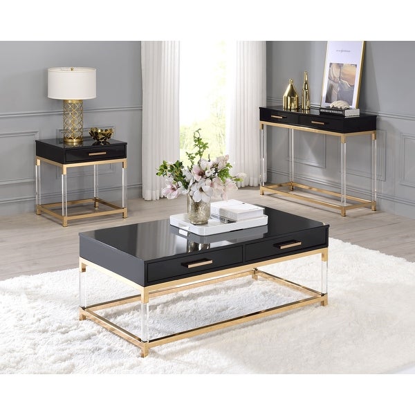 Coffee Table， Black and Gold Finish