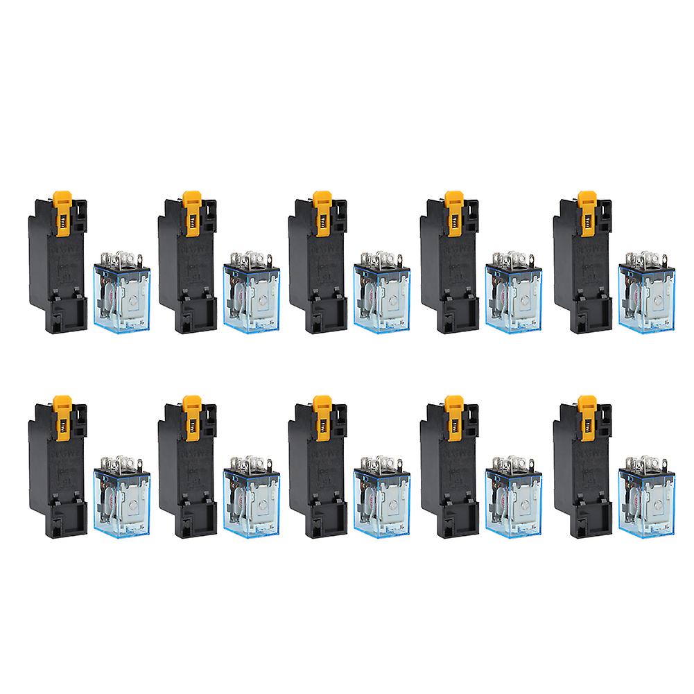 10 Sets 8 Pin Power Relay With Base Ac220v Coil Universal Electrical Equipment Supplies