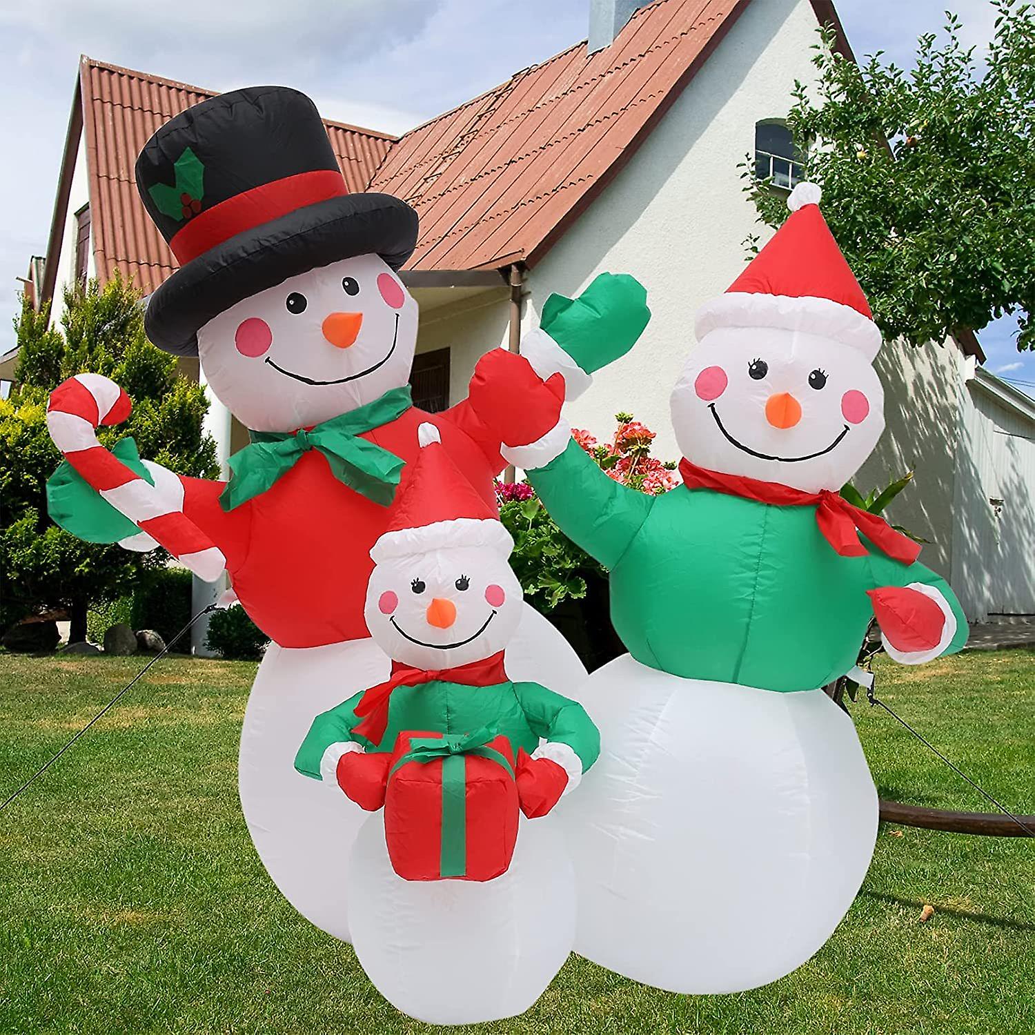 4ft Christmas Inflatable Snowman Family Decorations Christmas Blow Up Outdoor Yard Decoration With Led Light Holiday Air Blown Indoor Outdoor Home Yar