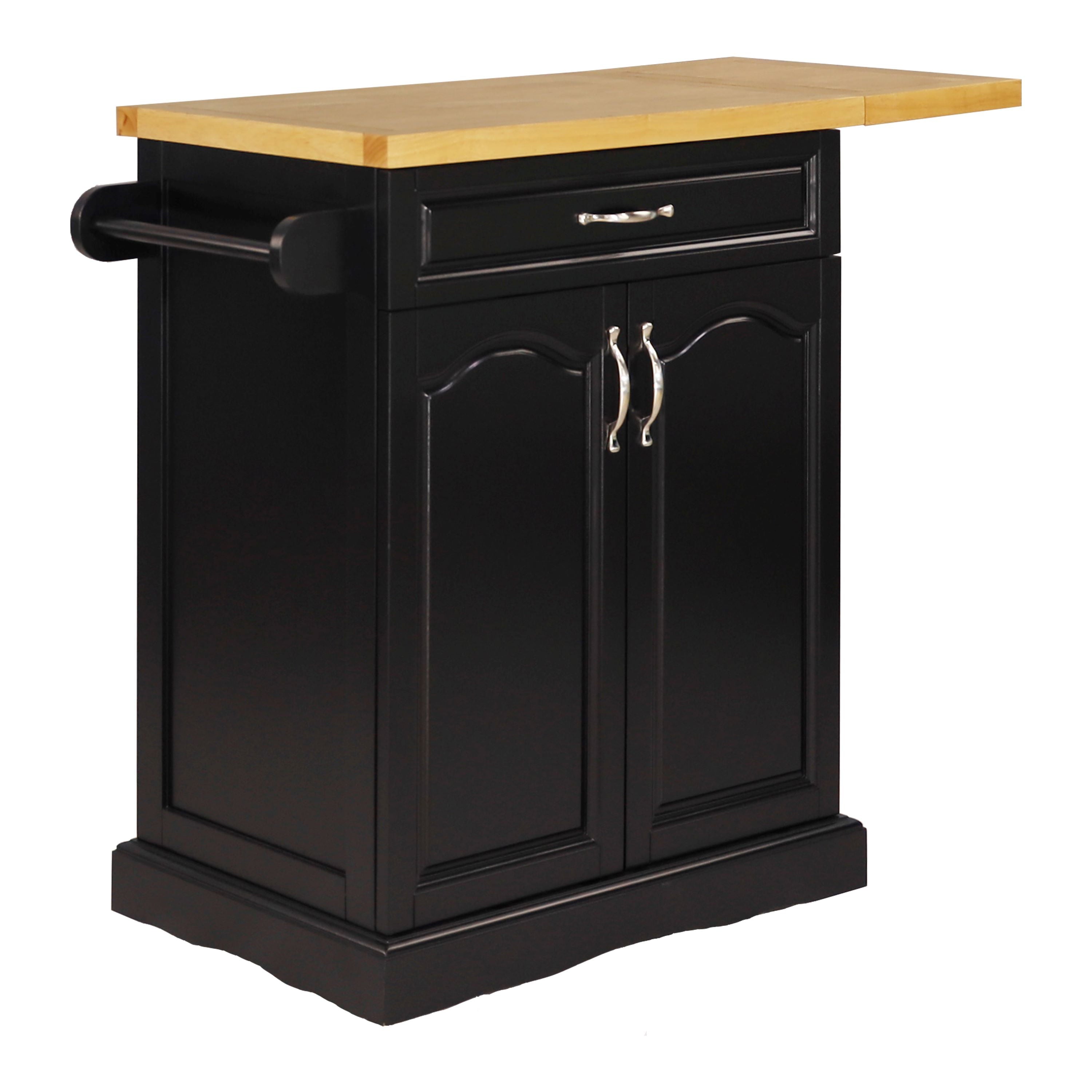 Jacomina 36.125'' Wide Rolling Kitchen Cart with Solid Wood Top， 10in Drop Leaf and Drawer