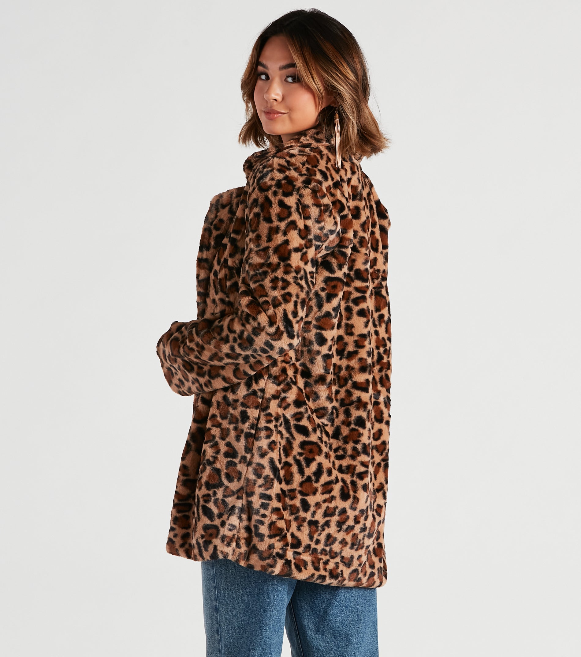 Fabulous Diva Leopard Print Faux Fur Coat