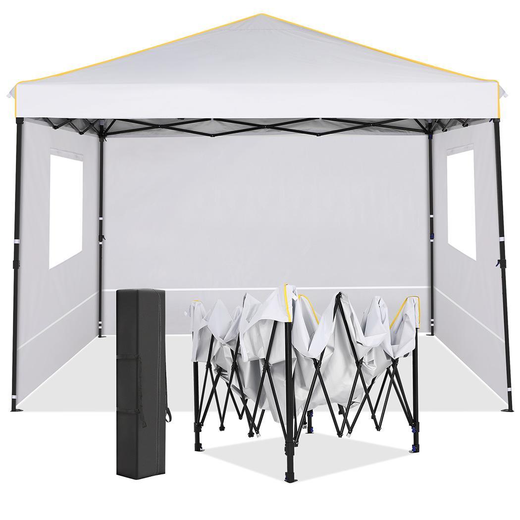 Likein 10x10 Pop Up Canopy Tent with 4 Removable Sidewalls, Waterproof Commercial Instant Gazebo Tent Outdoor Canopy Tents for Party/Exhibition/Picnic with Carry Bag, 4 Stakes and Ropes (Gray)