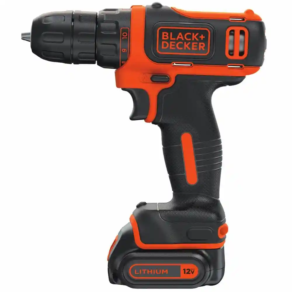 BLACK+DECKER 12V MAX Lithium-Ion Cordless 3/8 in. Drill with Battery 1.5Ah and Charger BDCDD12C