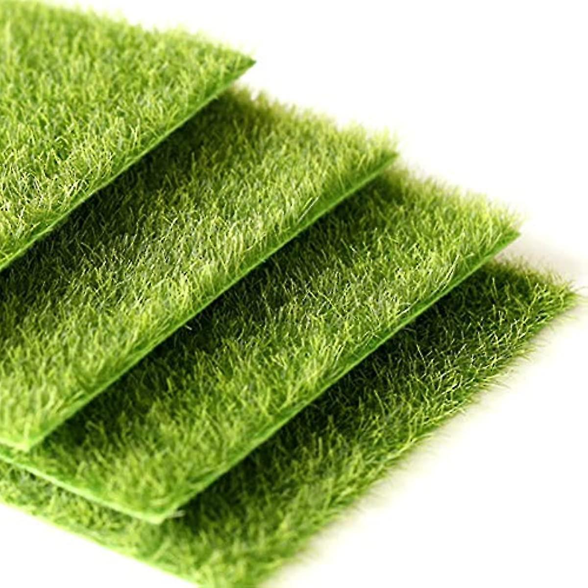 Artificial Grass 5pcs Green High Density Fake Turf Lawn Mat Carpet Natural and Realistic Looking Home Garden Landscape Decoration 15x15cm