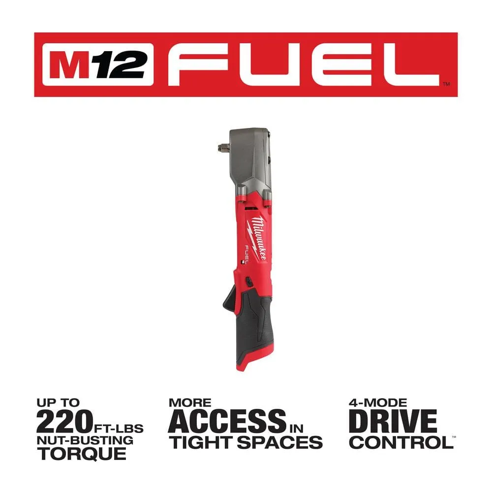 Milwaukee M12 FUEL 12V Lithium-Ion Brushless Cordless 3/8 in. Right Angle Impact Wrench w/High Output 2.5 Ah Battery 2564-20-48-11-2425