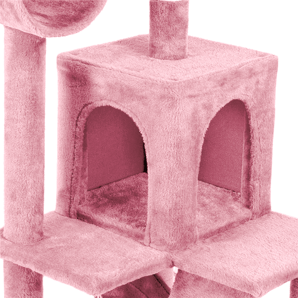 Yaheetech 51'' Multilevel Cat Tree Condo Cat Towers W/ Hammock Tunnel Scratching Post， Pink
