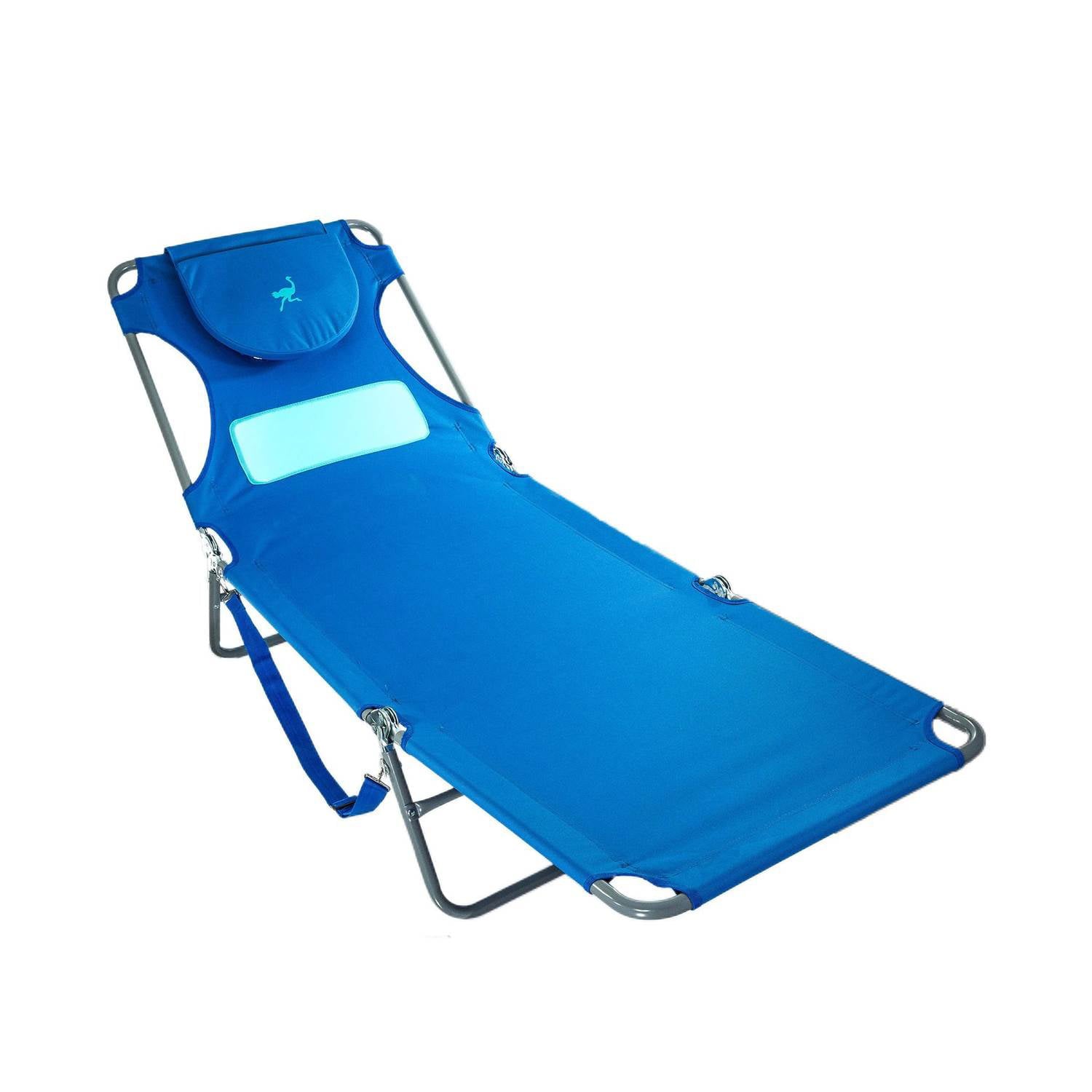 Ostrich Ladies Comfort Lounger Beach Chaise - Blue， Polyester， Steel