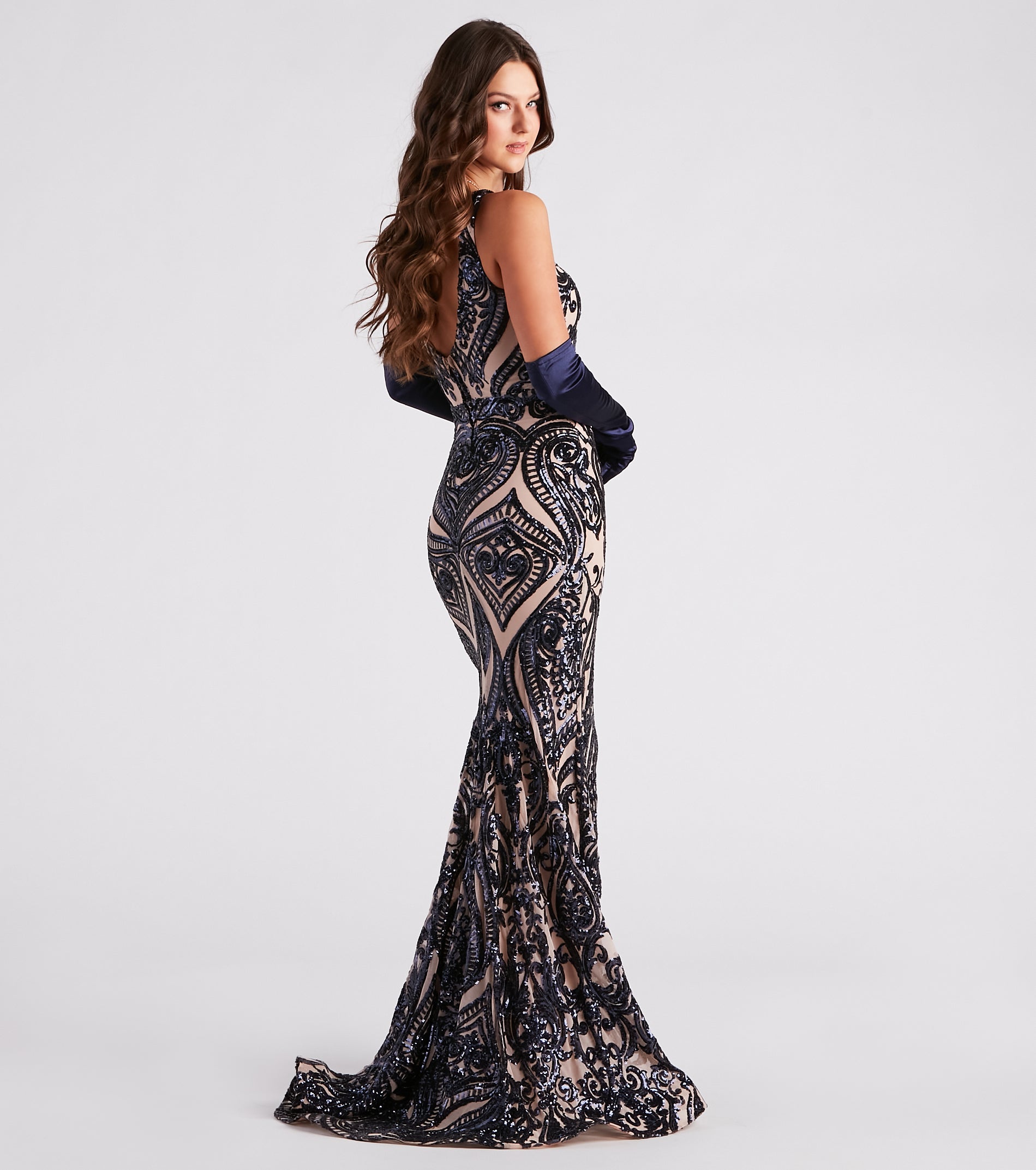 Mariah Formal Sequin Mesh Mermaid Dress