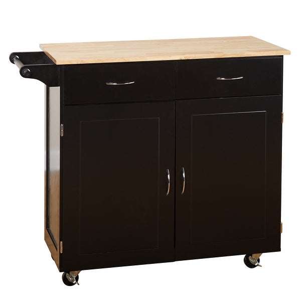 Large Kitchen Cart with Rubber wood Top - - 36980203
