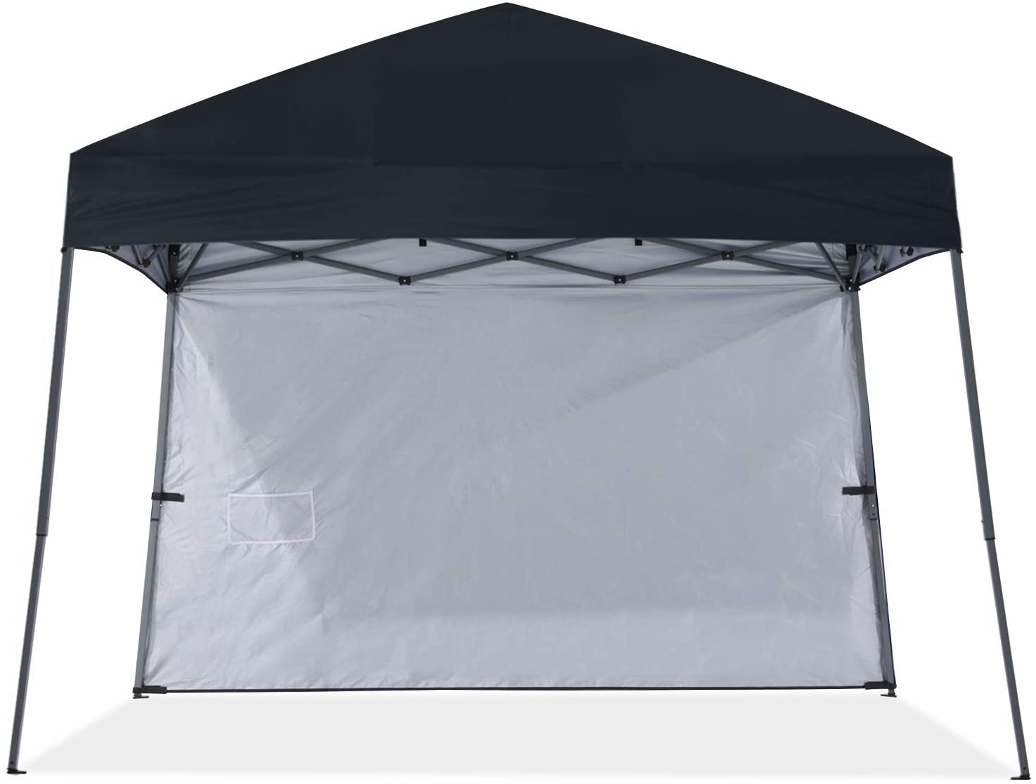 ABCCANOPY 10 ft x 10 ft Outdoor Pop up Slant Leg Canopy Tent with 1 Sun Wall and 1 Backpack Bag - Black