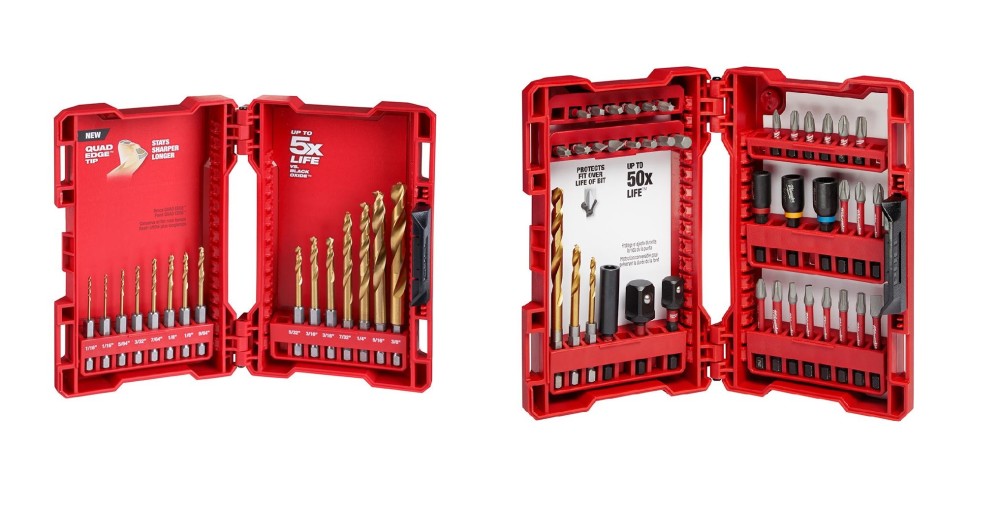 Milwaukee SHOCKWAVE 40pc Impact Duty Drill and Driver Bit Set with 15pc Titanium Drill Bit Set Bundle