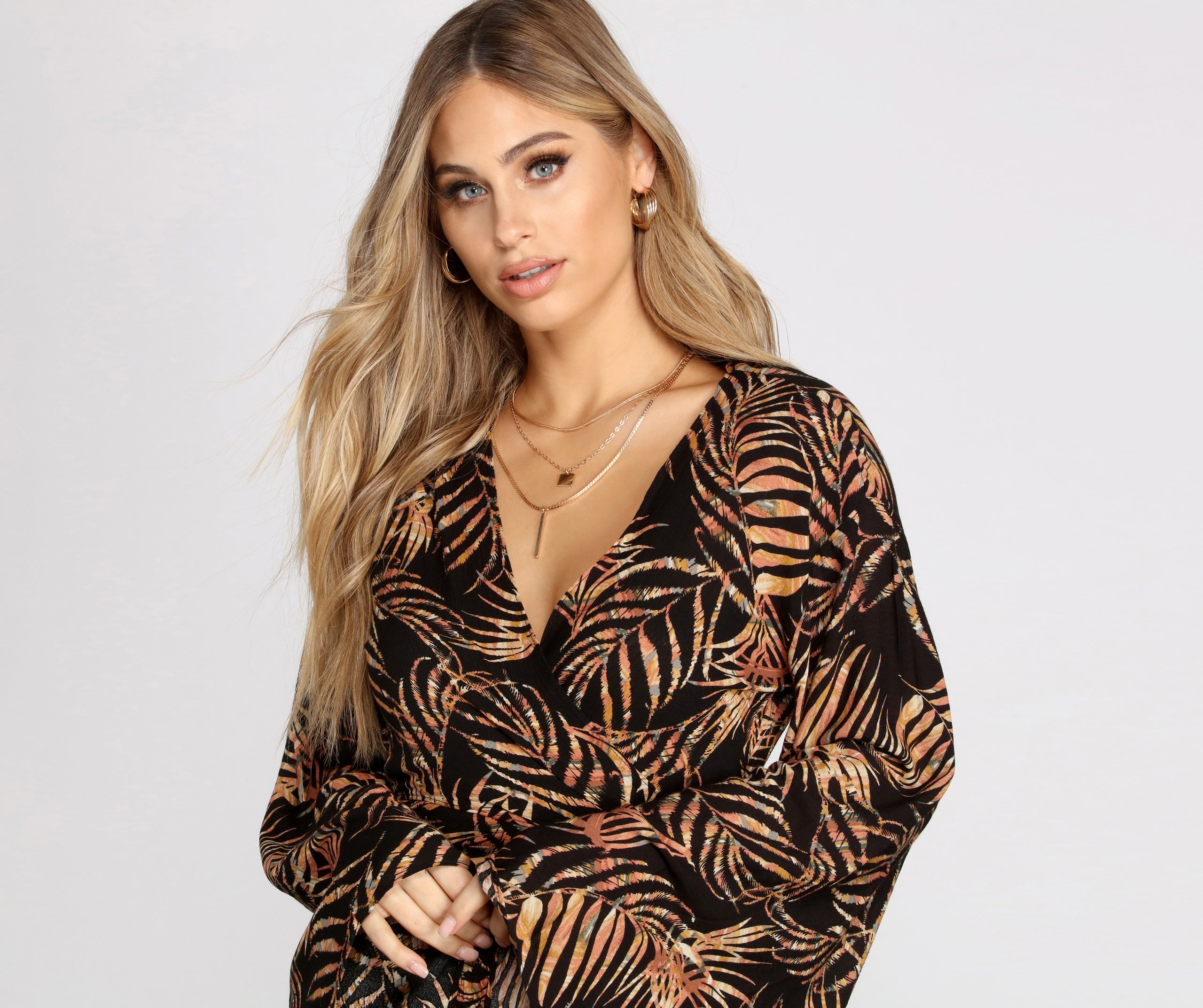 Vacay Mode Tie Front Blouse