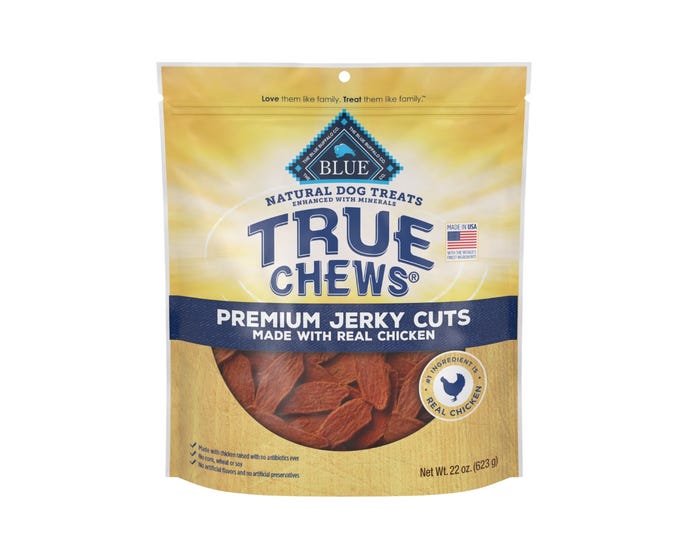 Blue Buffalo True Chews Premium Jerky Cuts Natural Dog Treats， Chicken， 22 oz. Bag