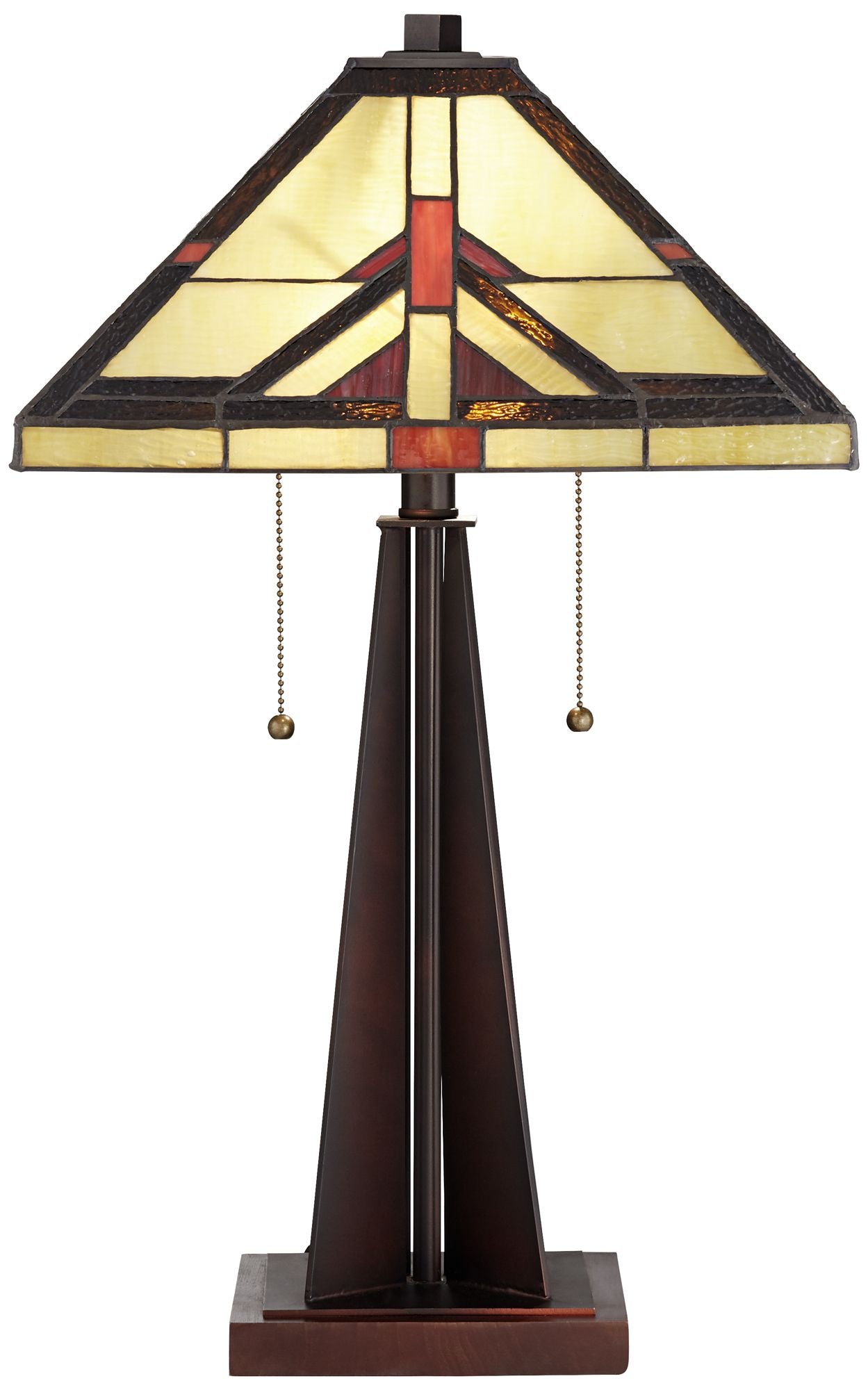 Robert Louis  Rustic Accent Table Lamp 23.75" High Bronze Stained Art Glass Shade for Living Room Bedroom Bedside Nightstand Office