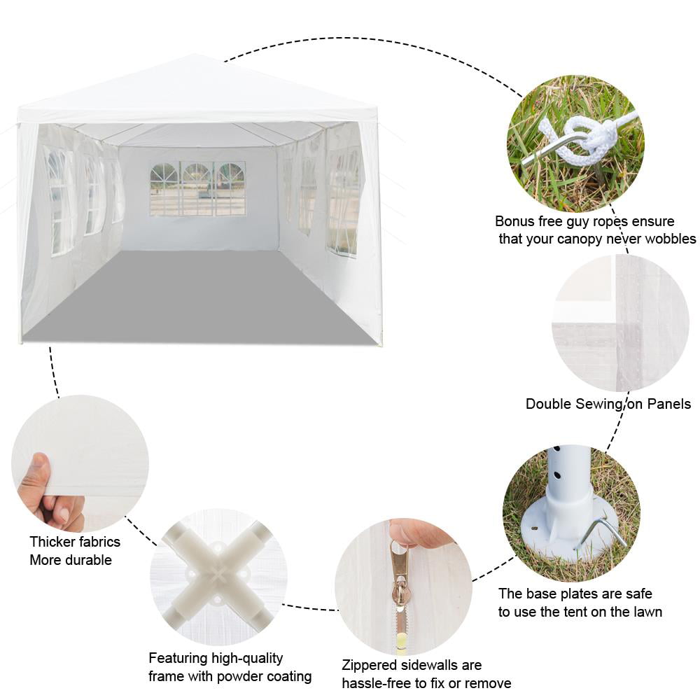 Ktaxon Upgraded 10' x 30' Party Tent Wedding Canopy Tent Pavilion W/ 7 SideWalls White