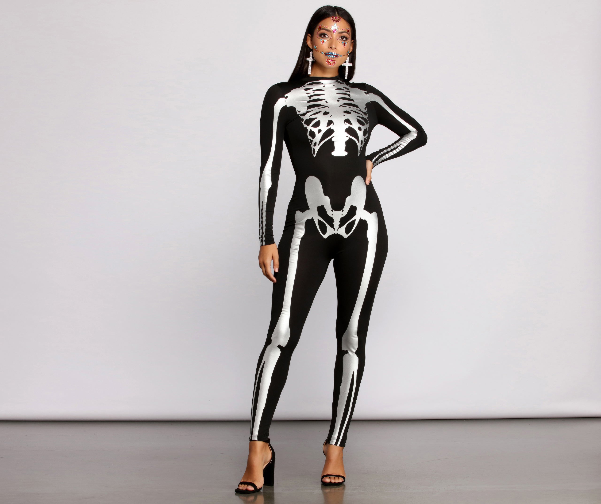 Sultry Skeleton Babe Knit Catsuit