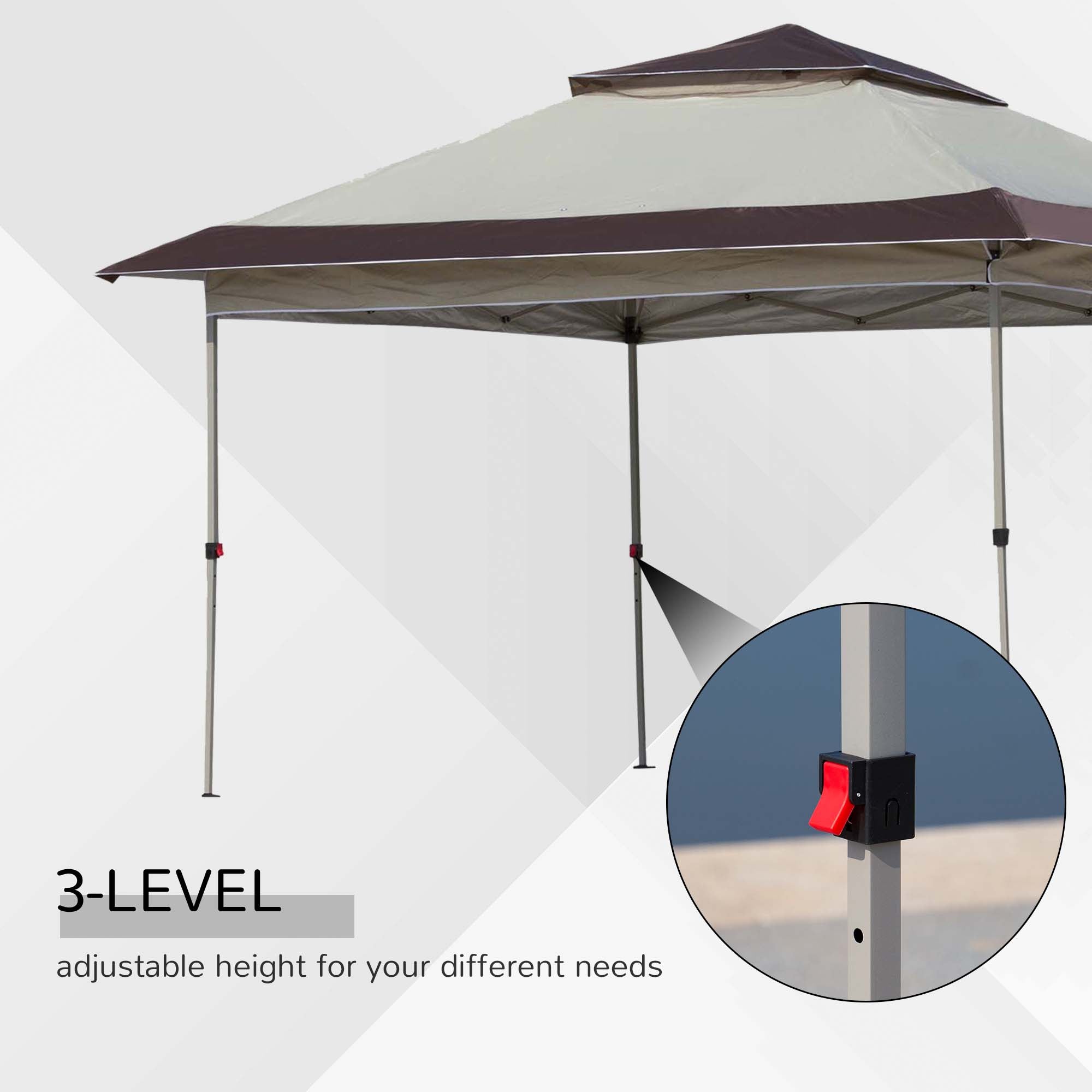 Outsunny 12' x 12' Pop Up Canopy Tent with Netting and Carry Bag, Instant Sun Shelter, Tents for Parties, Height Adjustable, for Outdoor, Garden, Patio, Beige