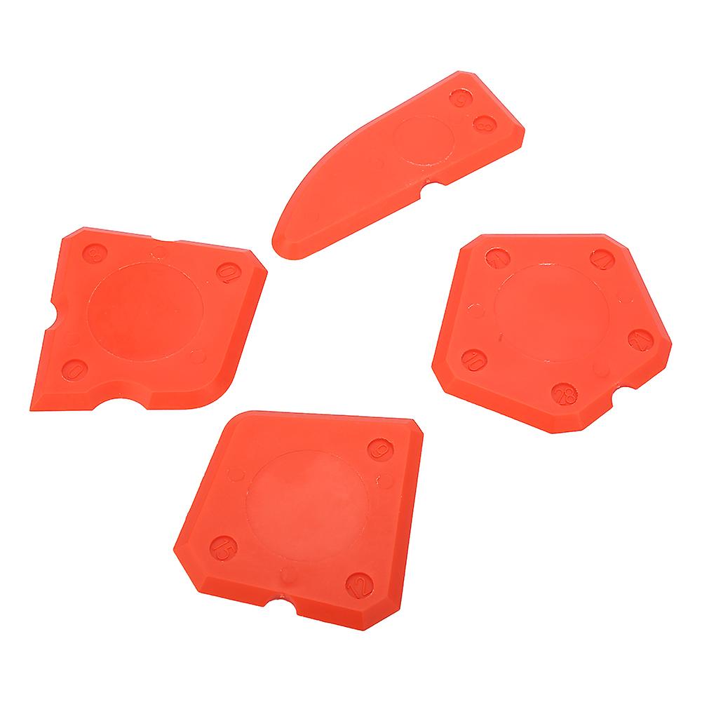 4pcs Caulk Tools Kit Silicone Glass Cement Scraper For Sealant Grout Finishing Sealing (red)